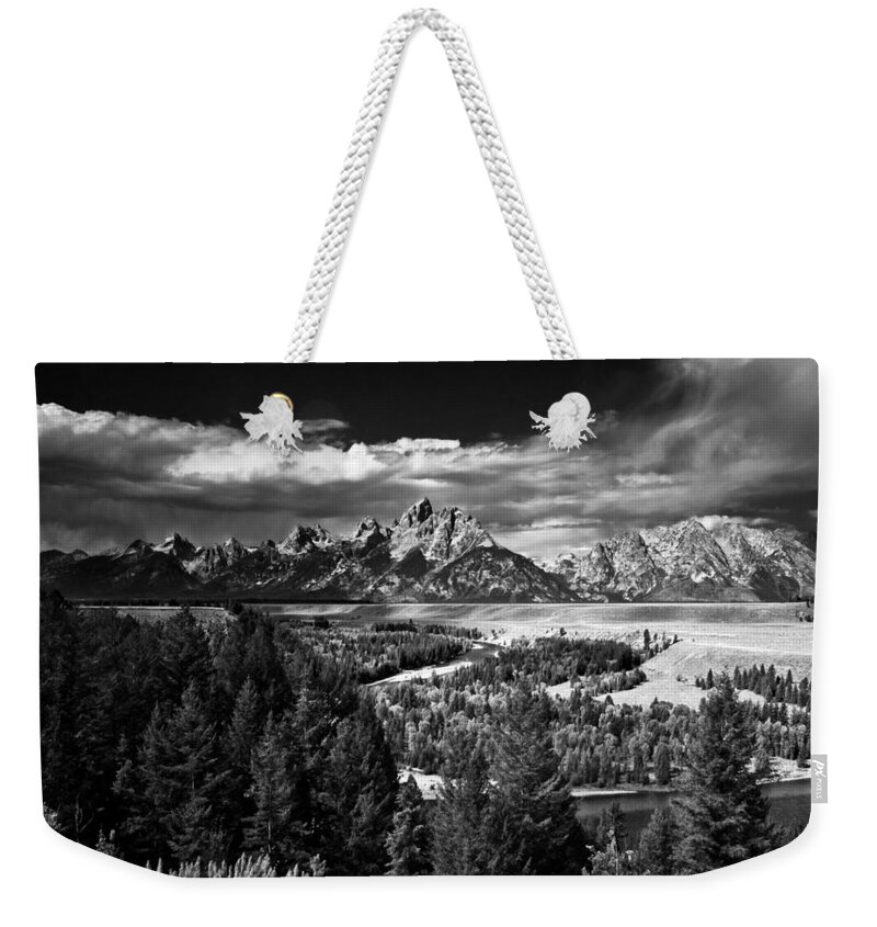 Grand Weekender Tote Bag featuring the photograph The Tetons by Larry Carr