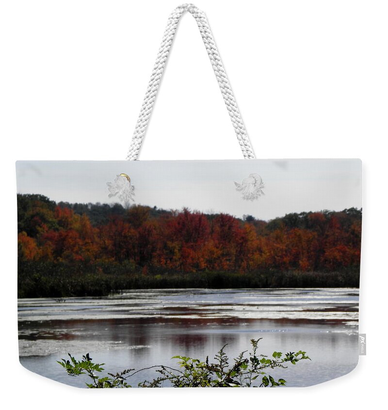 Autumn Weekender Tote Bag featuring the photograph the trees are on FIRE by Kim Galluzzo Wozniak