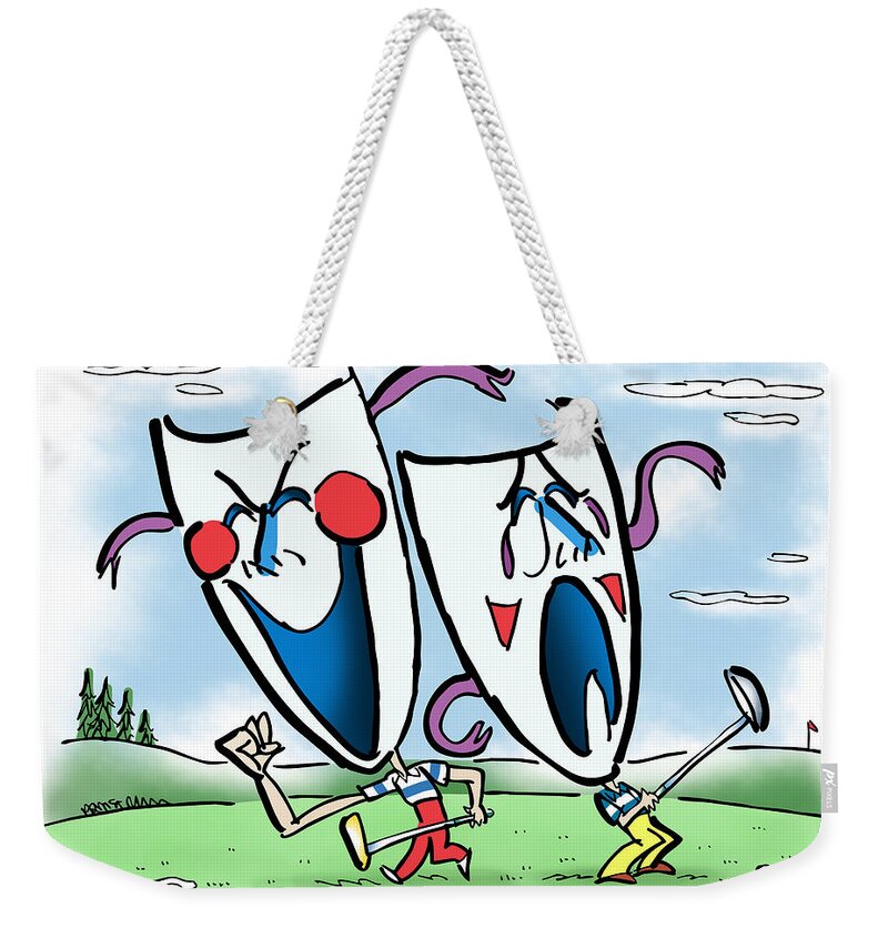 Golf Weekender Tote Bag featuring the digital art The Two Faces Of Golf by Mark Armstrong