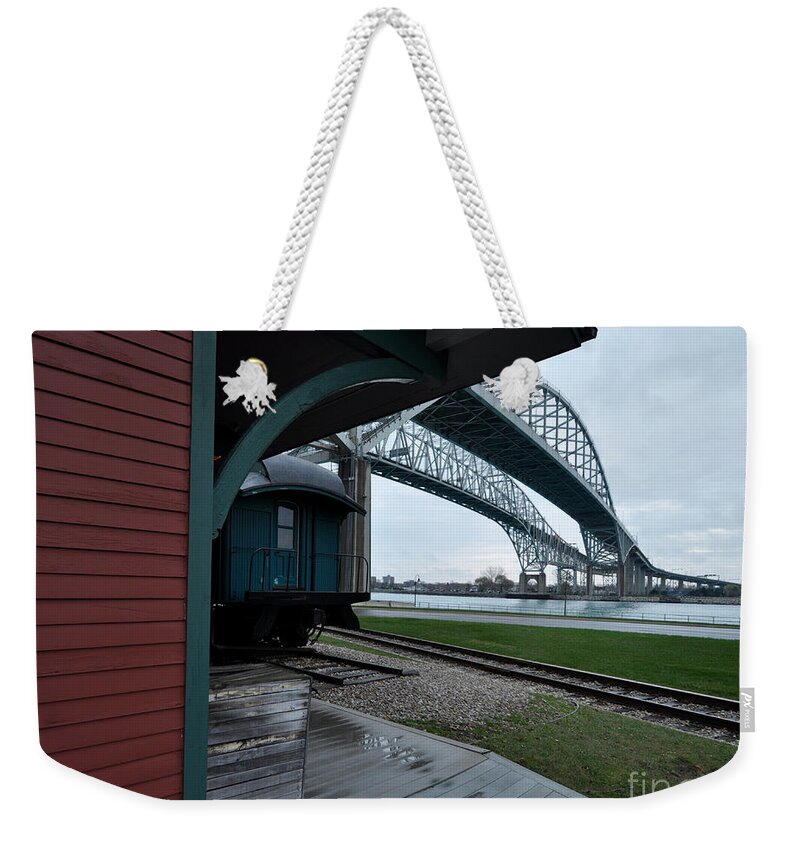 Depot Weekender Tote Bag featuring the photograph Thomas Edison Depot and Blue Water Bridges 2012 by Ronald Grogan