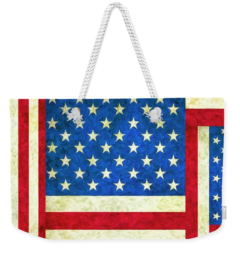 Three Flags Weekender Tote Bag featuring the painting Three Flags by Dominic Piperata