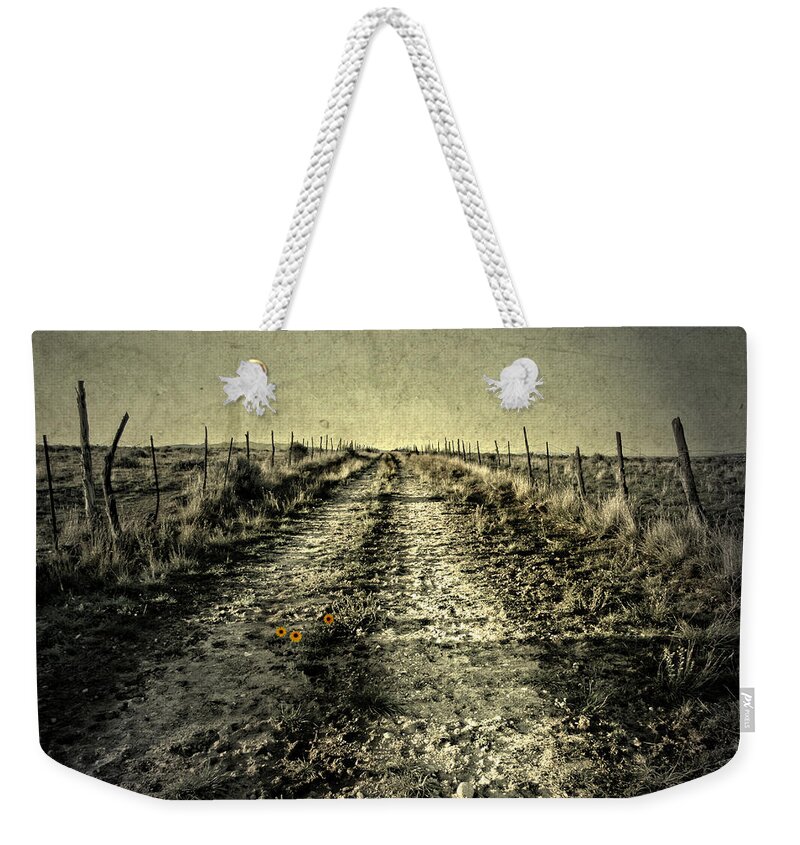 Country Weekender Tote Bag featuring the photograph Three Flower Road by Mark Ross