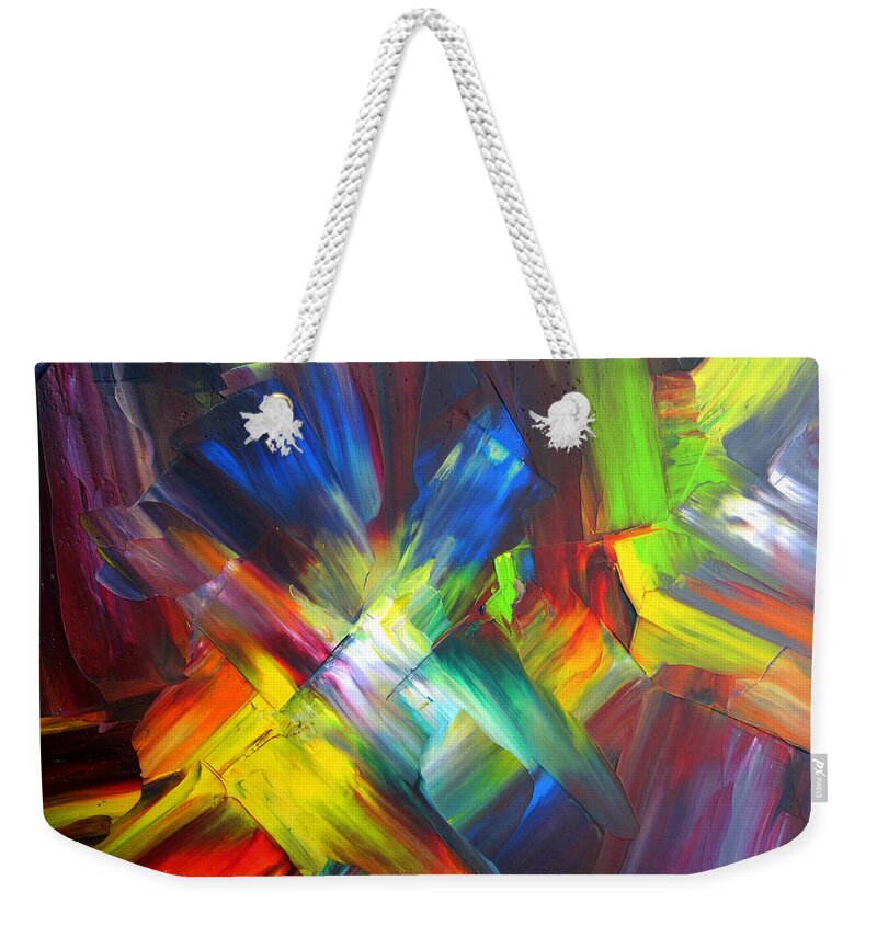 Palette Weekender Tote Bag featuring the painting Thrive by Kathy Sheeran