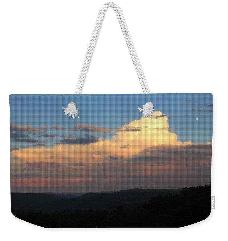Massachusetts Weekender Tote Bag featuring the photograph Thunderstorm over Deerfield River and Green Mountains by John Burk