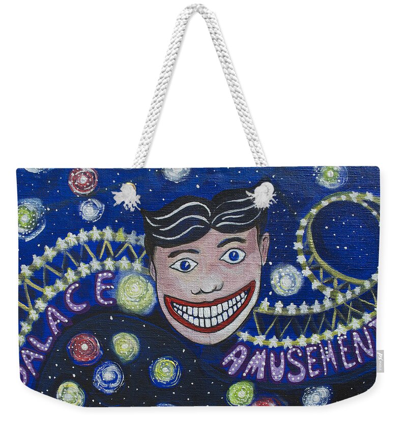 Asbury Art Weekender Tote Bag featuring the painting Tillie's Brite Lights by Patricia Arroyo