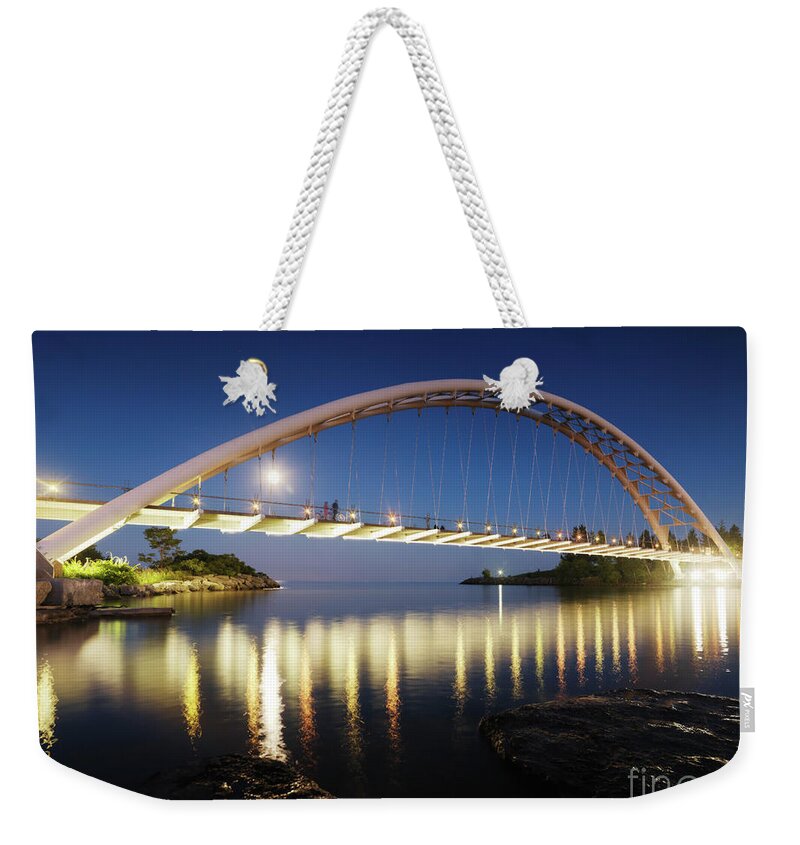 Arch Bridge Weekender Tote Bag featuring the photograph Toronto The Humber River Arch Bridge at Night by Maxim Images Exquisite Prints