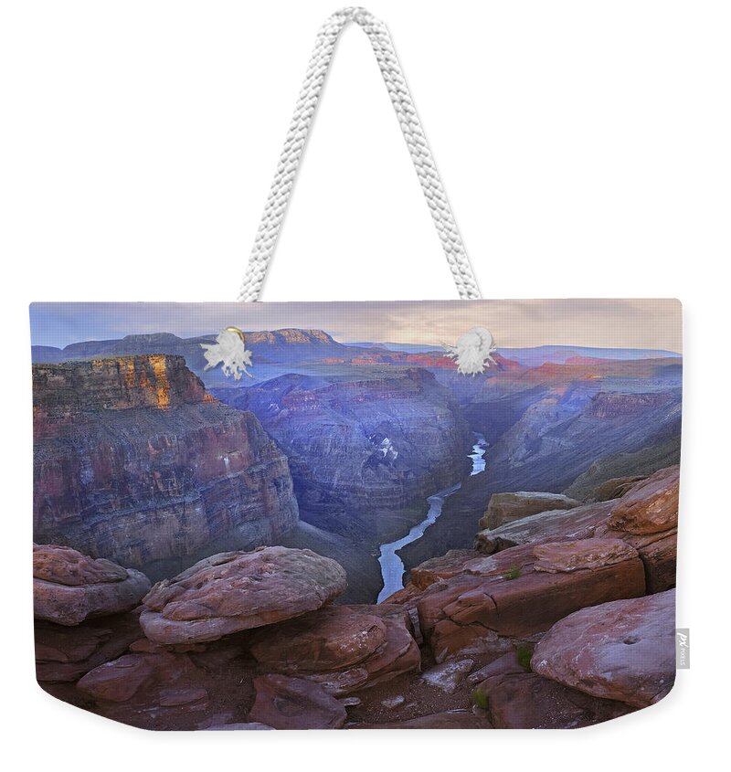00175981 Weekender Tote Bag featuring the photograph Toroweep Overlook View Of The Colorado by Tim Fitzharris
