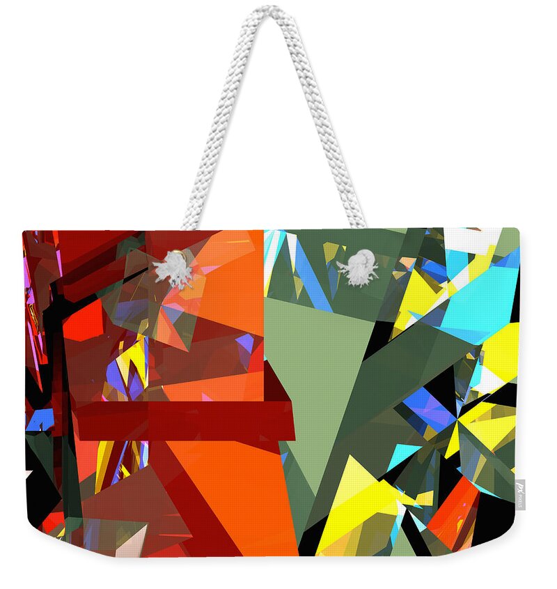 Abstract Weekender Tote Bag featuring the digital art Tower Series 44 Tangerine Picnic by Russell Kightley