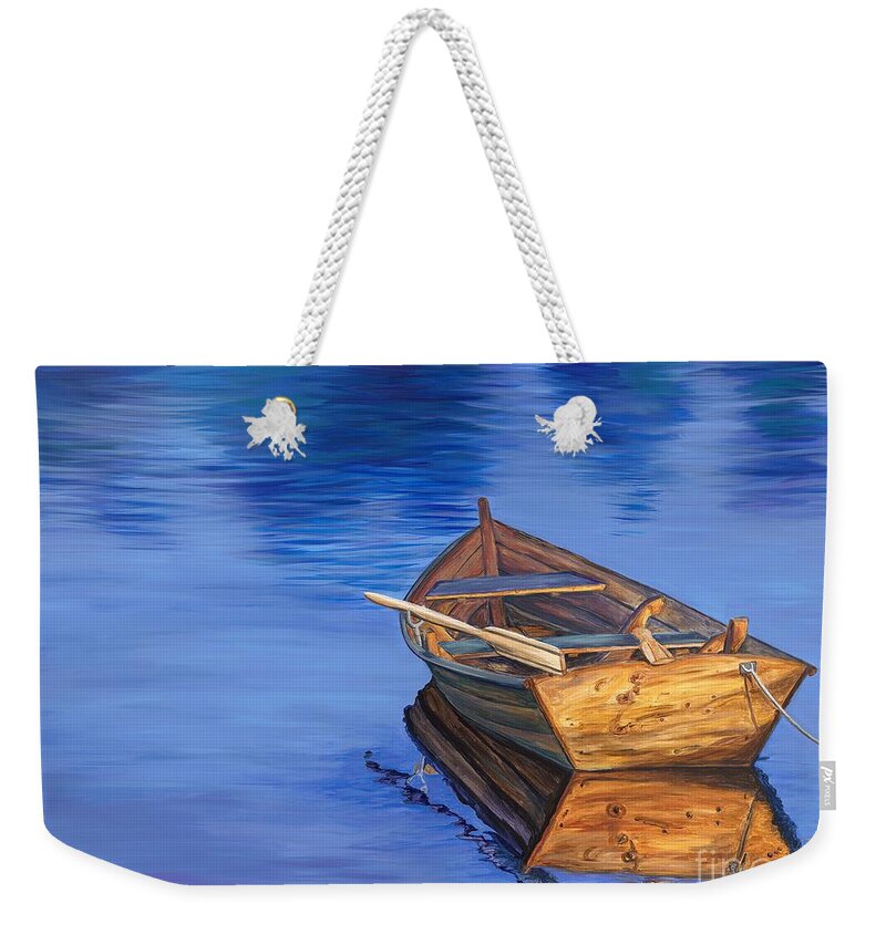 Boat Weekender Tote Bag featuring the painting Tranquility by Patty Vicknair