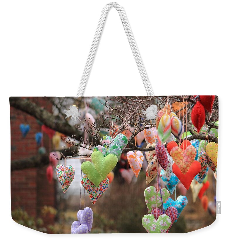 Decoration Weekender Tote Bag featuring the photograph Tree Hearts by Jeff Heimlich