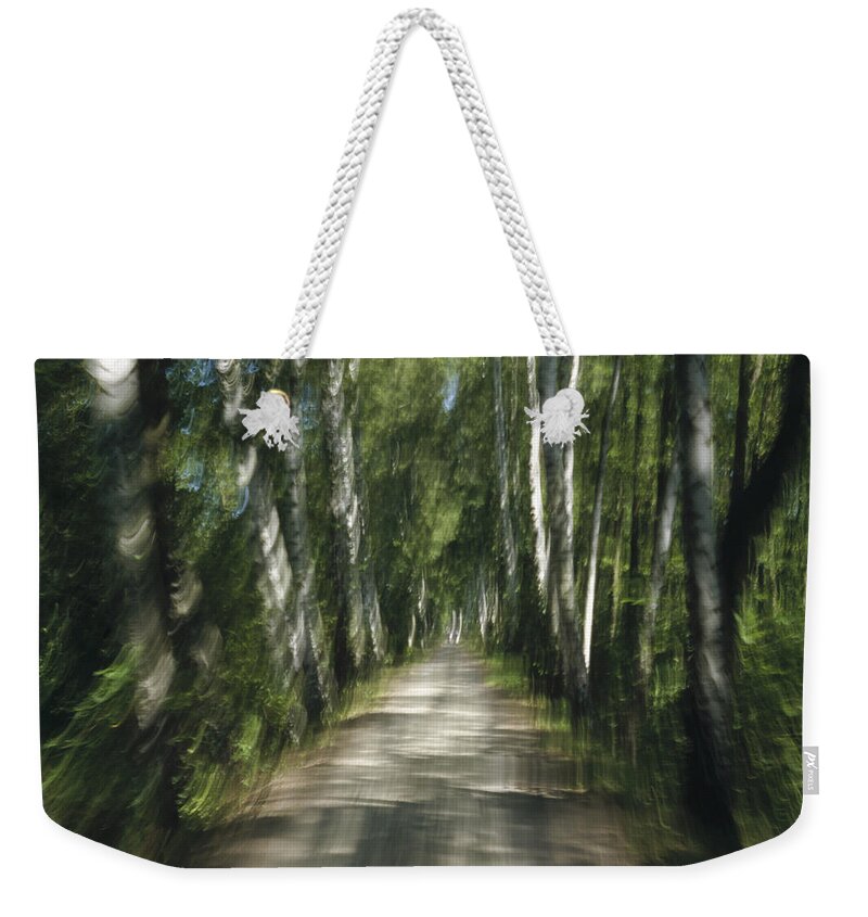 00195918 Weekender Tote Bag featuring the photograph Tree Lined Road Abstract by Konrad Wothe