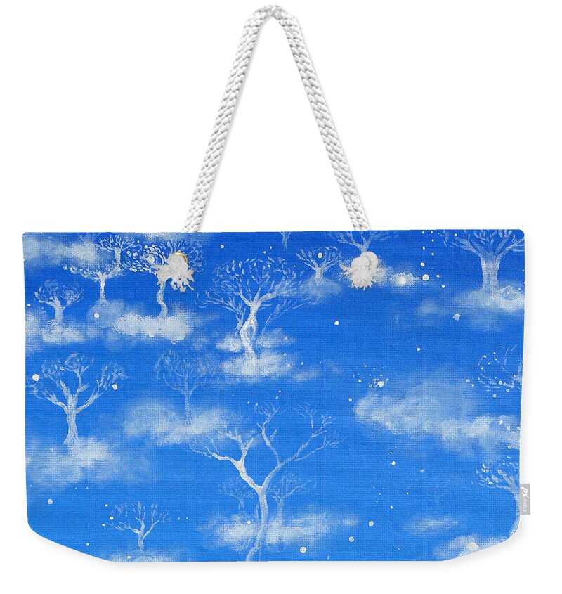 Trees Weekender Tote Bag featuring the painting Trees in the Clouds by Ashleigh Dyan Bayer