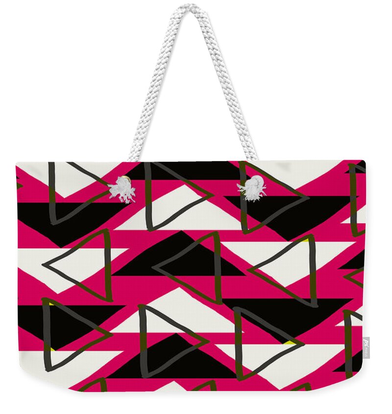 Louisa Weekender Tote Bag featuring the digital art Triangles by Louisa Knight