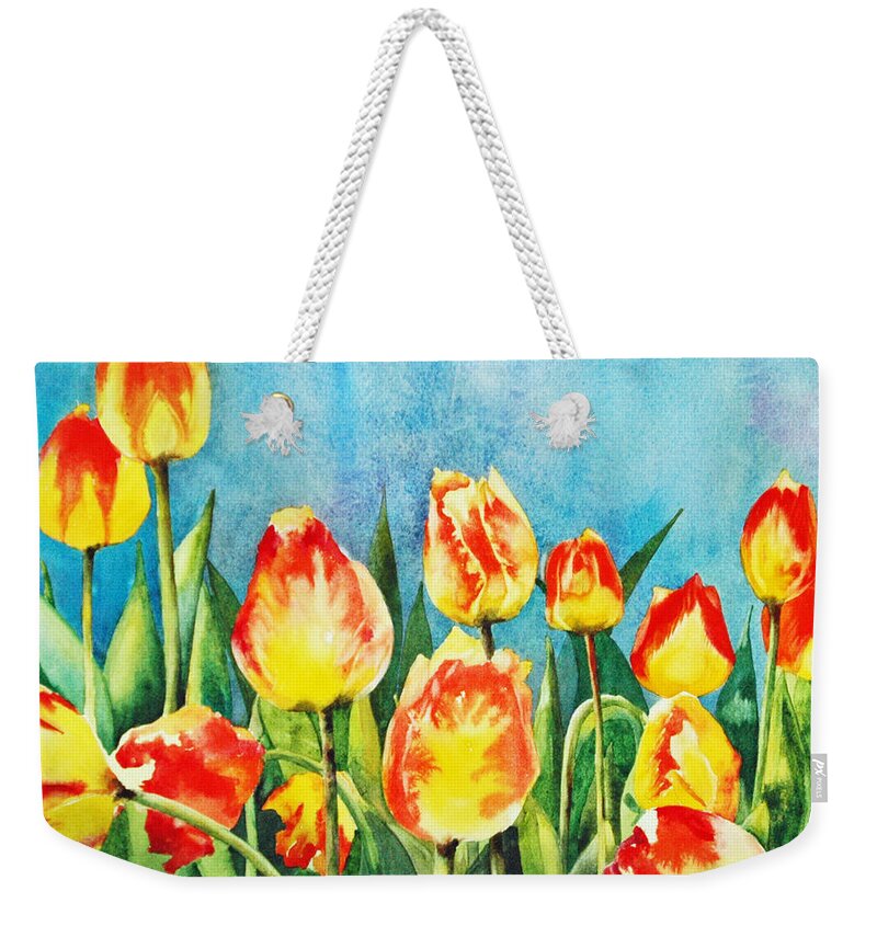Tulips Weekender Tote Bag featuring the painting Tulips by Diane Fujimoto