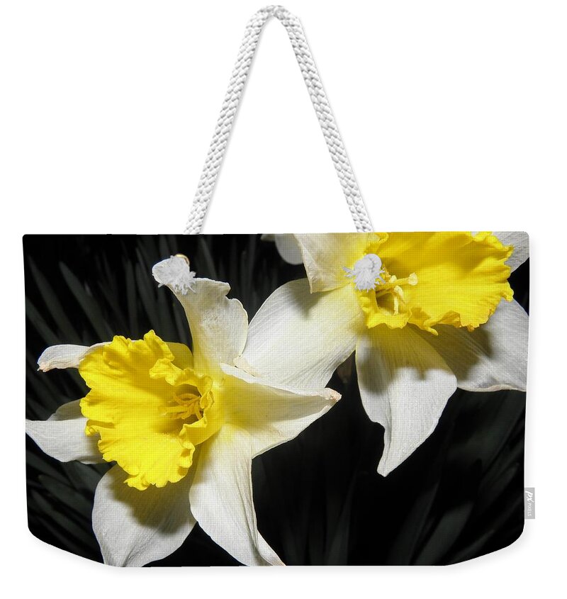 Daffodil Weekender Tote Bag featuring the photograph Twinnies by Kim Galluzzo Wozniak