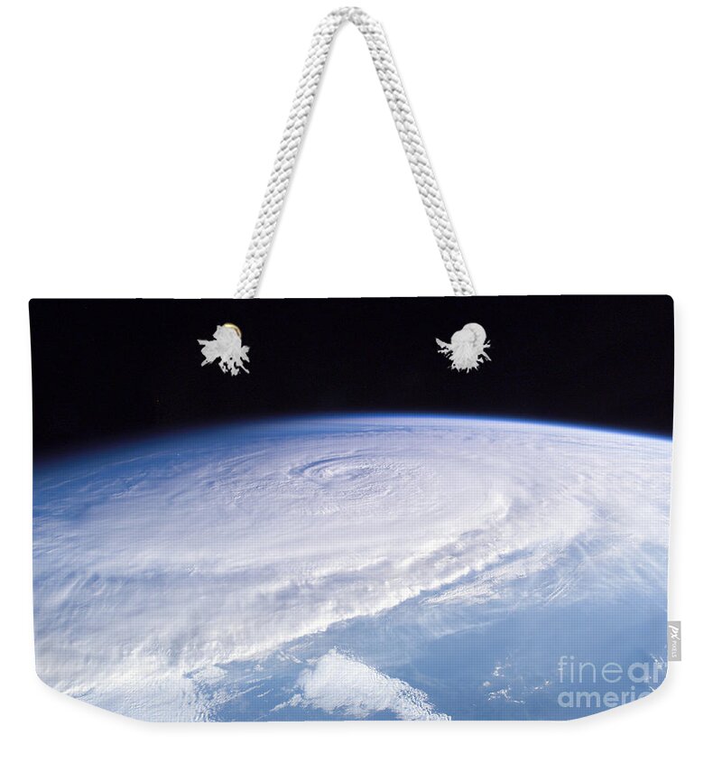 Center Weekender Tote Bag featuring the photograph Typhoon Saola by Stocktrek Images