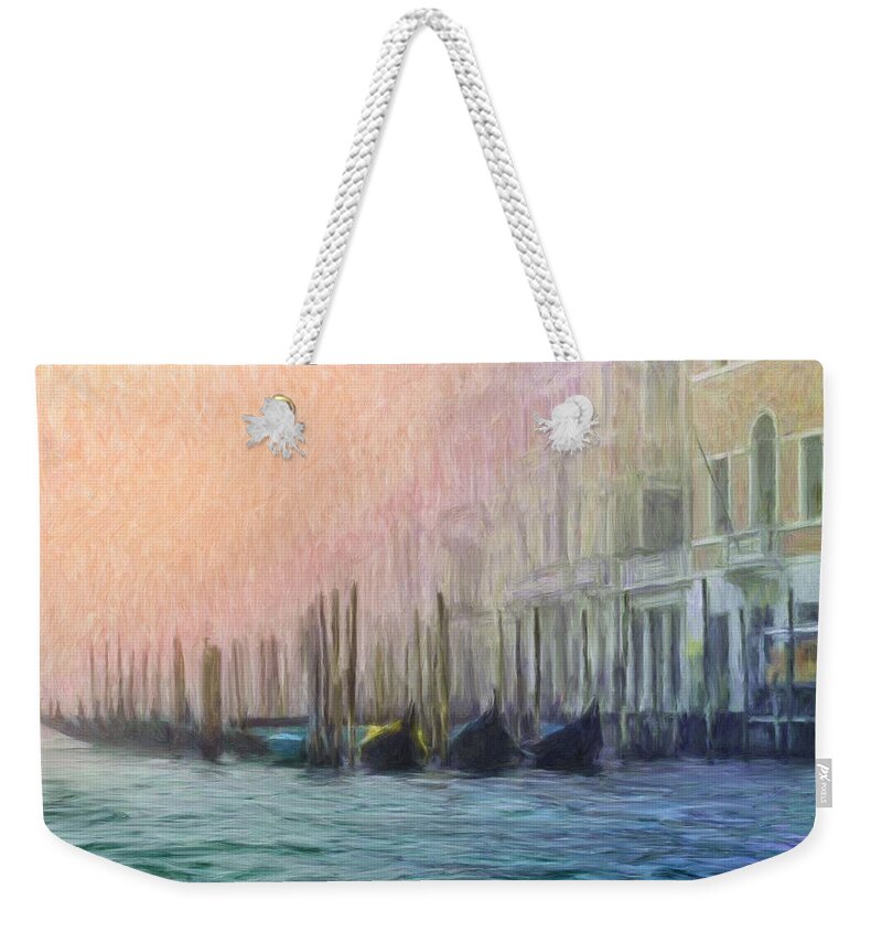 Venetian Weekender Tote Bag featuring the painting Venetian Gondolas by Dominic Piperata