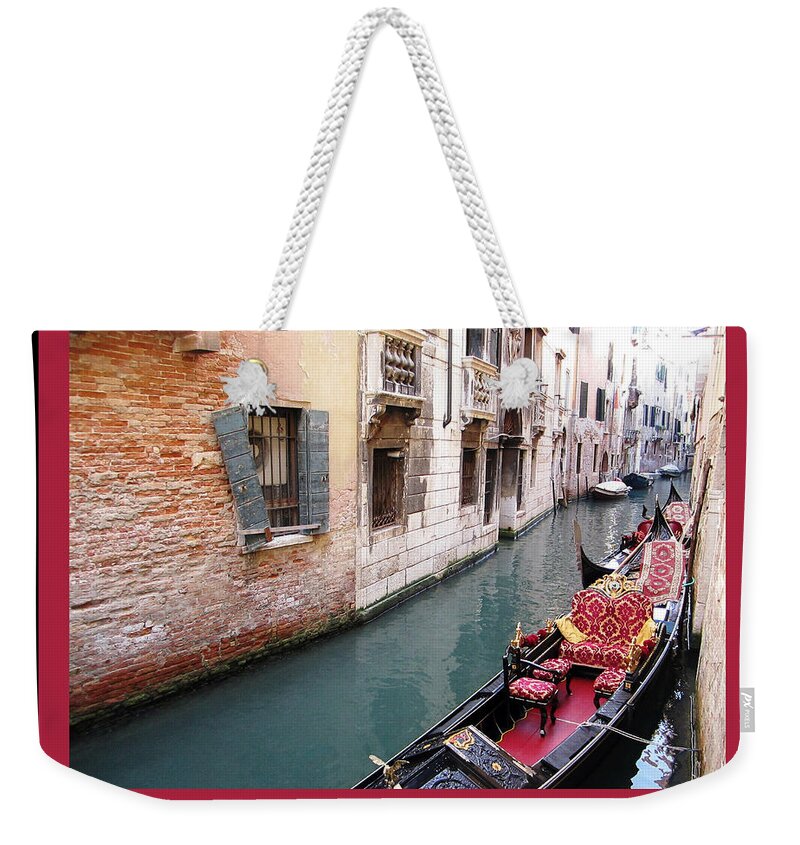 Venice Weekender Tote Bag featuring the photograph Venitian Gondola  Venice Canal Italy by John Shiron
