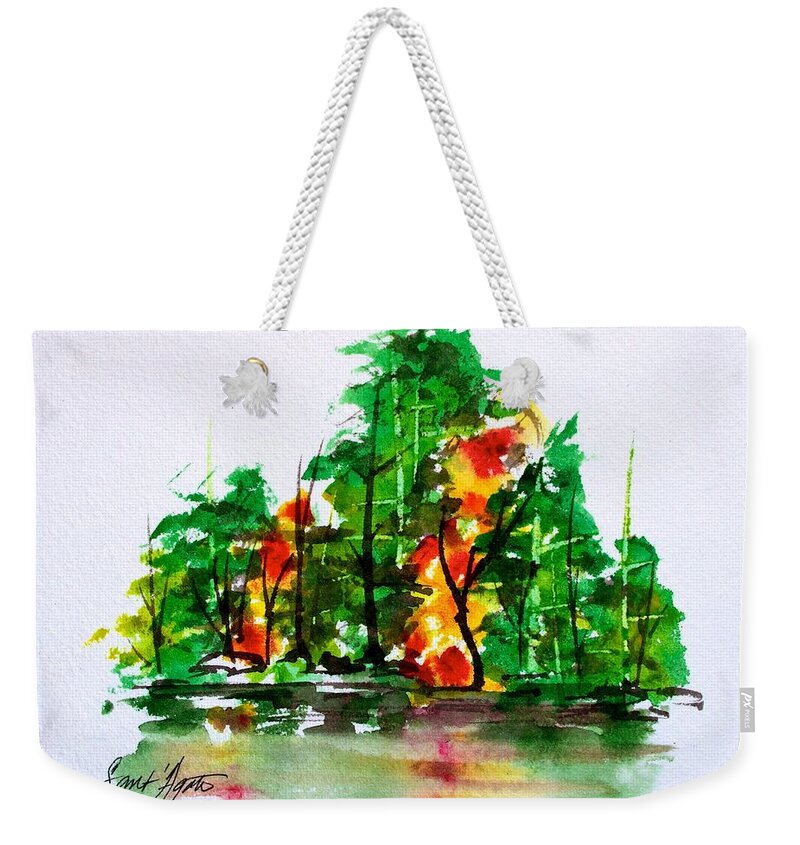 Vermont Weekender Tote Bag featuring the painting Vermont October by Frank SantAgata