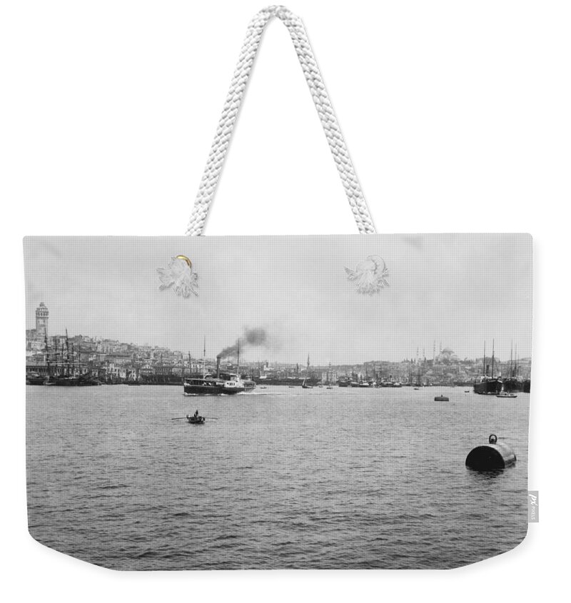 Galata Weekender Tote Bag featuring the photograph View of Galata and Istanbul - between 1880-1893 by International Images
