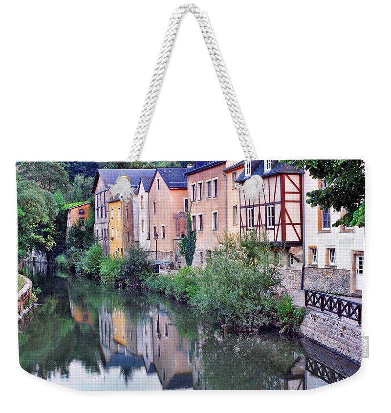 Luxembourg Weekender Tote Bag featuring the photograph Village Reflections in Luxembourg I by Greg Matchick