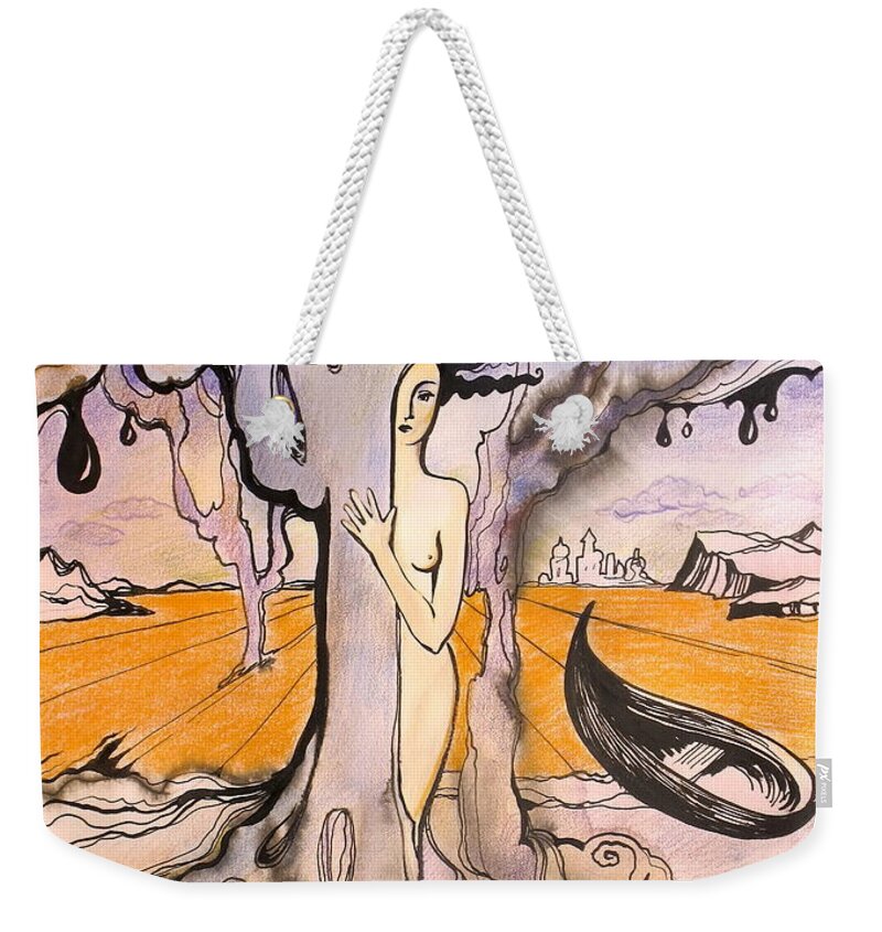 Landscape Weekender Tote Bag featuring the painting Waiting for the miracle to come by Valentina Plishchina