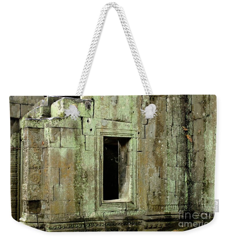 Cambodian Youth Weekender Tote Bag featuring the pyrography Wall Ta Prohm by Bob Christopher