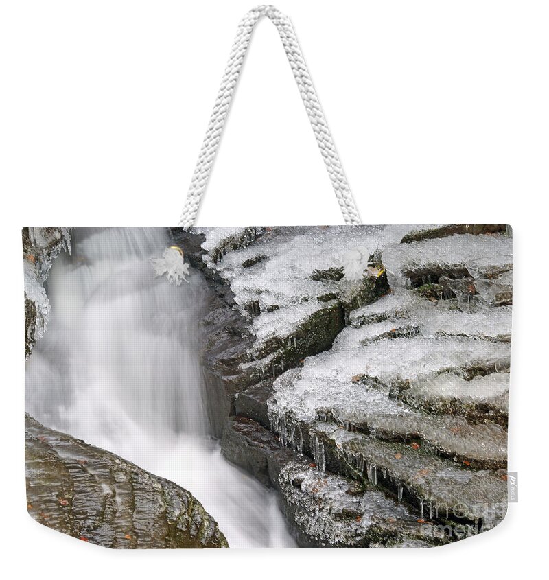Water Weekender Tote Bag featuring the photograph Water and Ice and Rock 5 by David Birchall