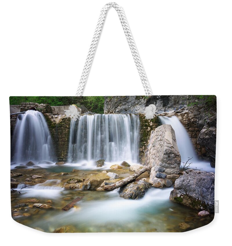 Water Weekender Tote Bag featuring the photograph Waterfall by Ivan Slosar