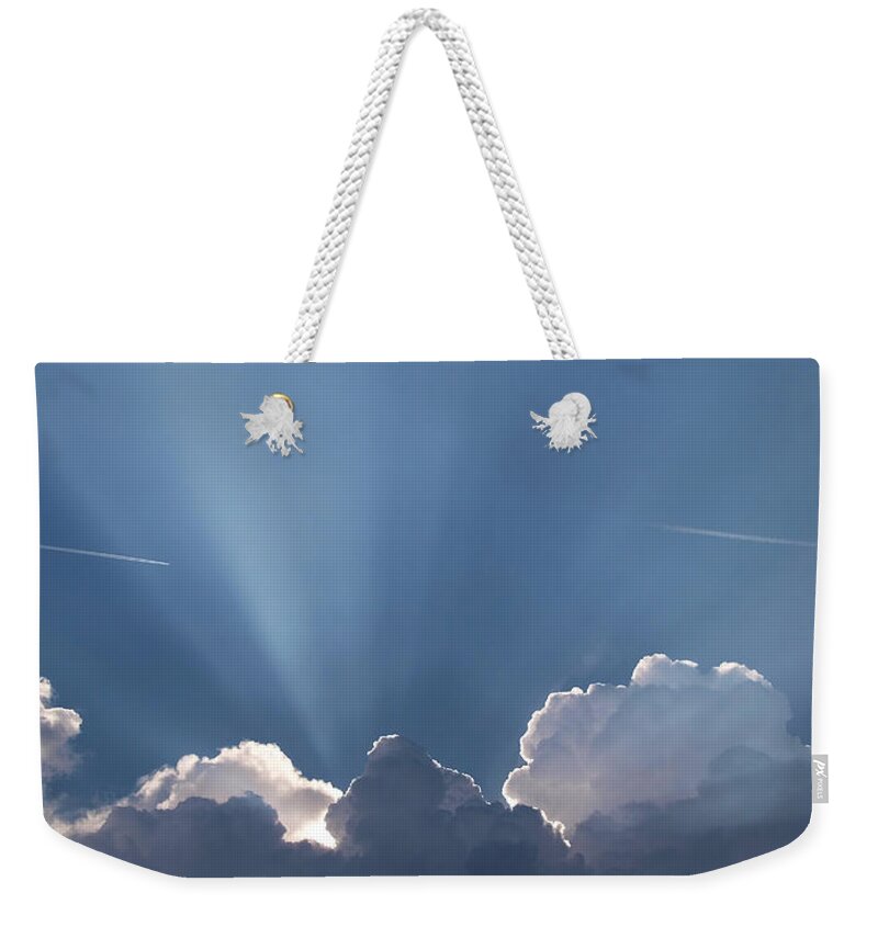 Blue Weekender Tote Bag featuring the photograph What a Light Show by Teri Schuster