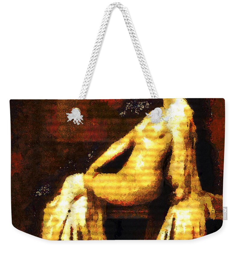 Vintage Weekender Tote Bag featuring the mixed media Woman Of The Night by Georgiana Romanovna