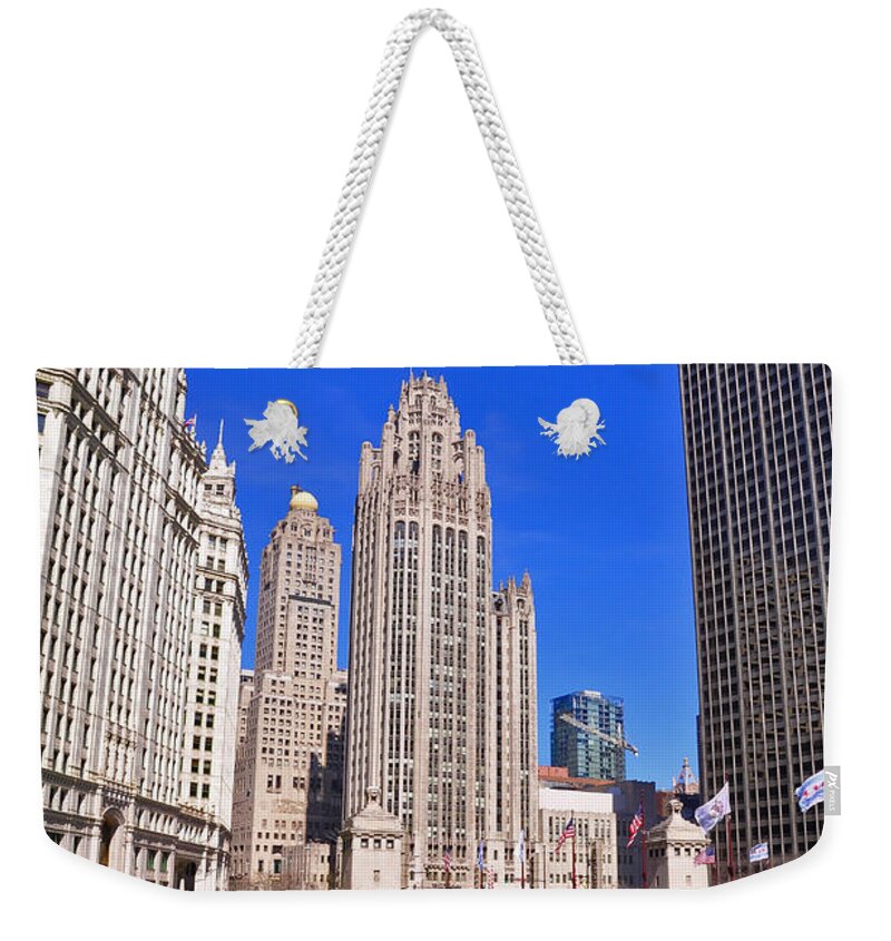 Wrigley Tower Chicago Weekender Tote Bag featuring the photograph Wrigley Tower by Dejan Jovanovic