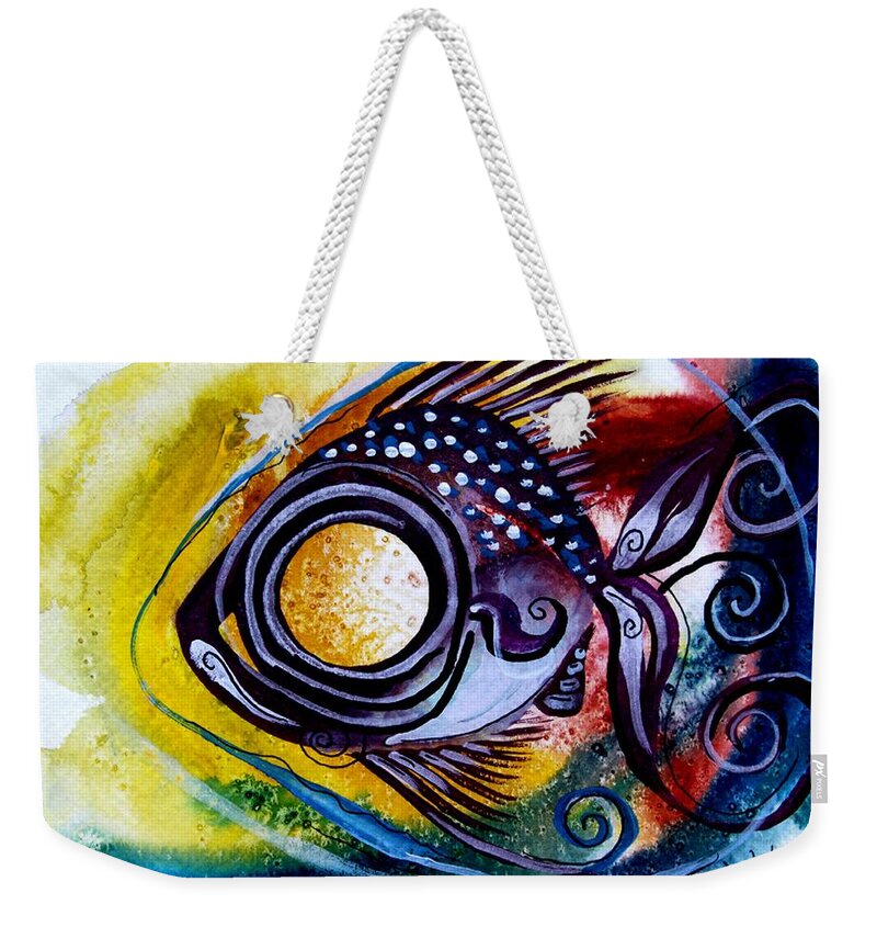 Fish Weekender Tote Bag featuring the painting WTFish 3816 by J Vincent Scarpace