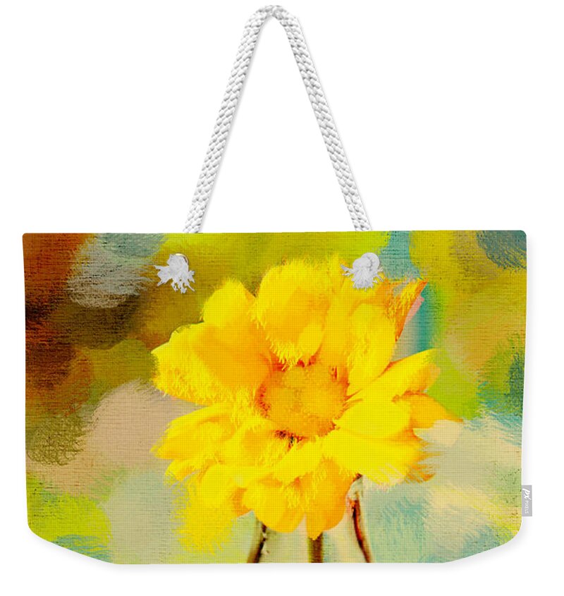 Flower Weekender Tote Bag featuring the photograph Yellow flower by Toni Hopper