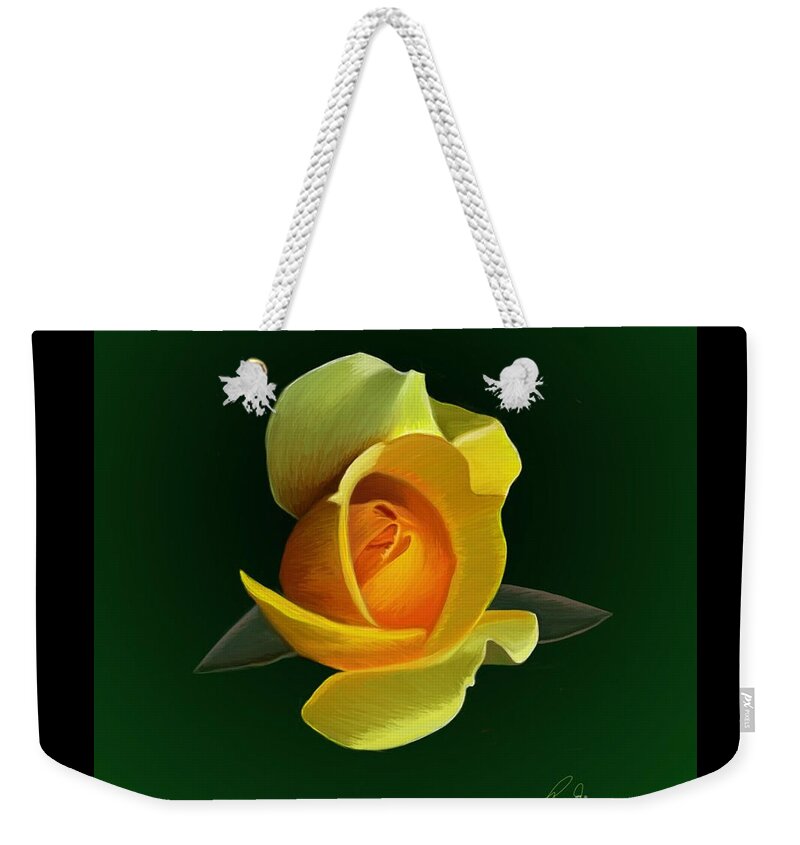 Yellow Rose Weekender Tote Bag featuring the painting Yellow Rose by Rand Herron