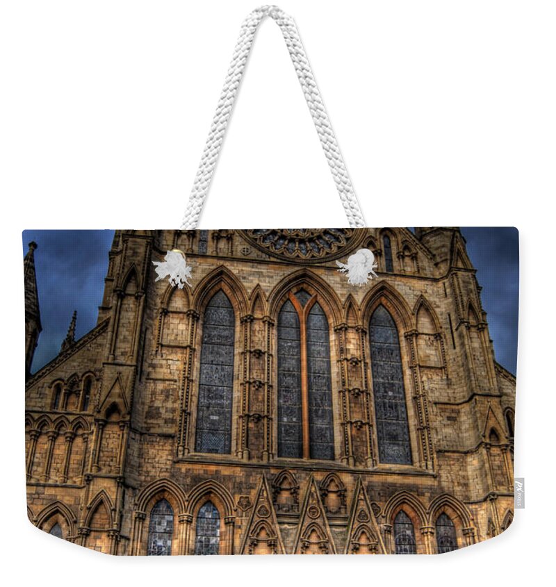 Yhun Suarez Weekender Tote Bag featuring the photograph York Minster Cathdral South Transept by Yhun Suarez