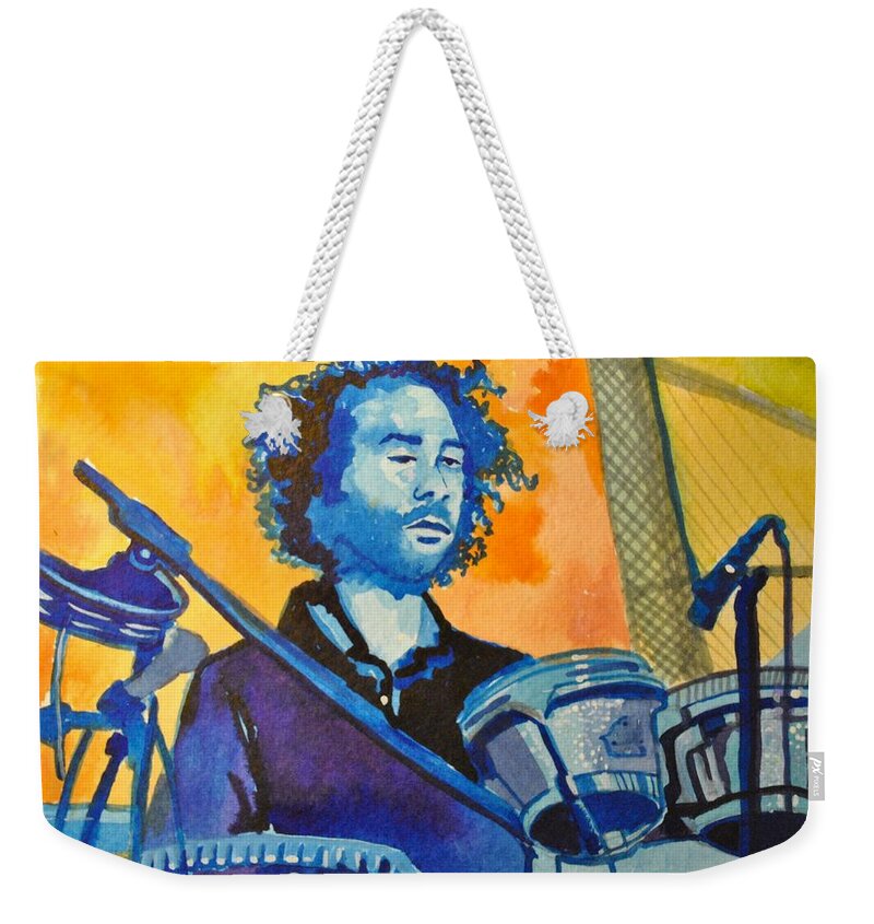 Umphrey's Mcgee Weekender Tote Bag featuring the painting Yum Um Drum by Patricia Arroyo