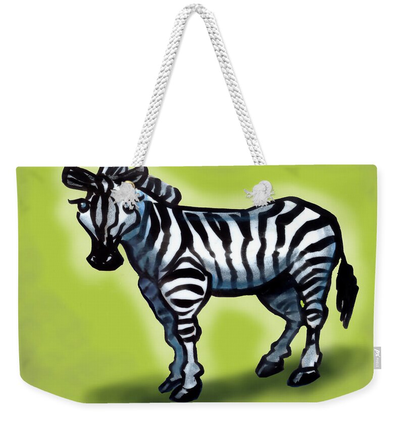 Zebra Weekender Tote Bag featuring the painting Zebra by Kevin Middleton