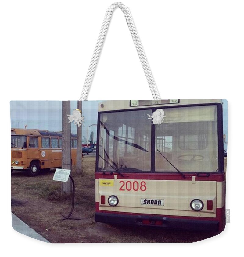 Bus Weekender Tote Bag featuring the photograph Shkoda retro by Oksana Nepyipyvo