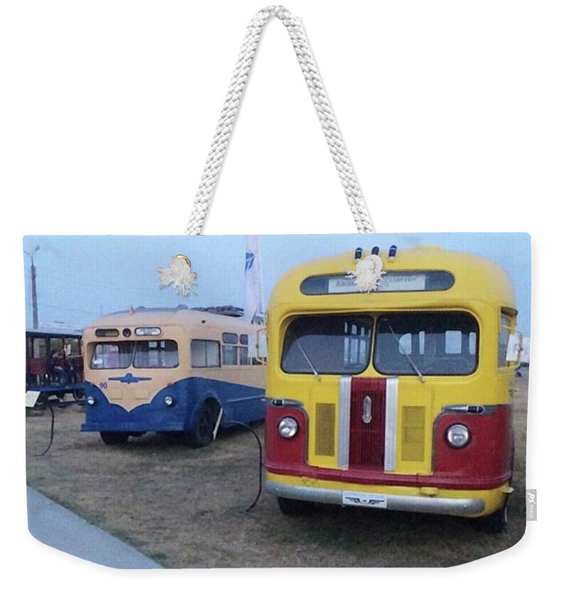 Color Weekender Tote Bag featuring the photograph Retro bus by Oksana Nepyipyvo