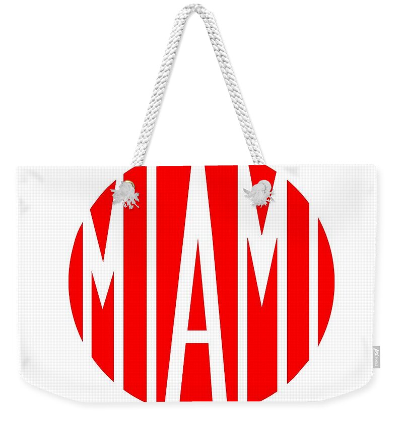  Vintage Weekender Tote Bag featuring the drawing   Vintage logo Miami motorcycles by Heidi De Leeuw