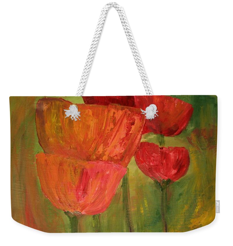 Flowers Weekender Tote Bag featuring the painting Poppies 2 by Julie Lueders 