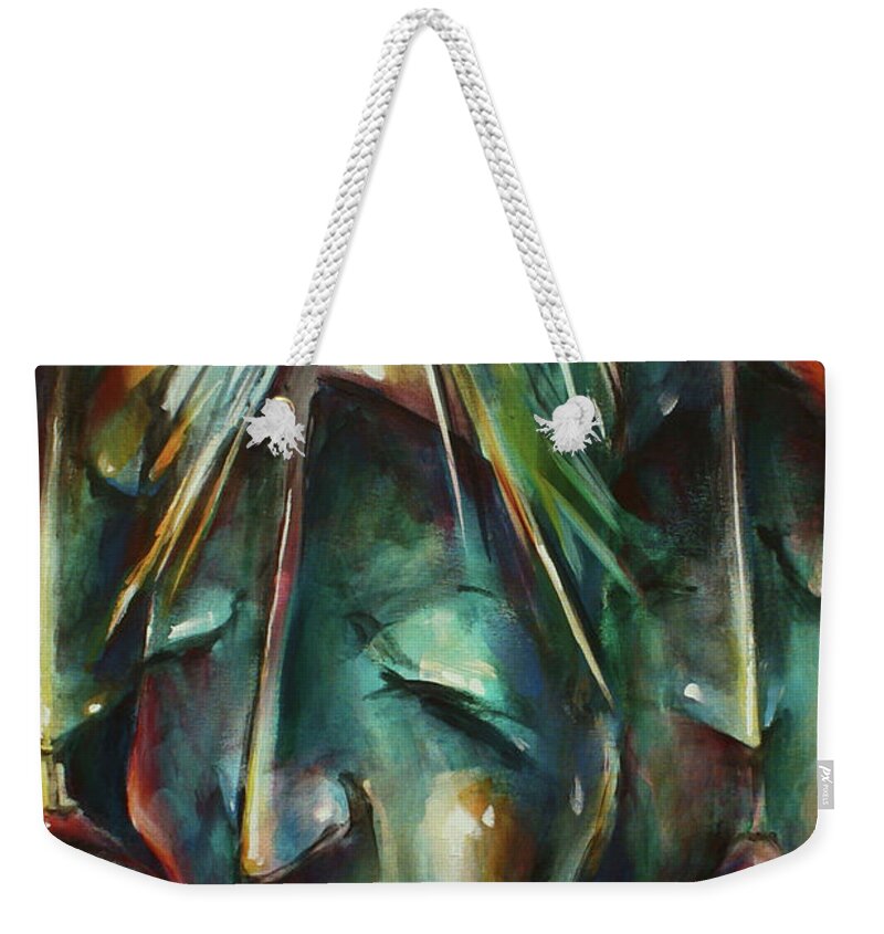Urban Weekender Tote Bag featuring the painting ' Silently Waiting ' by Michael Lang