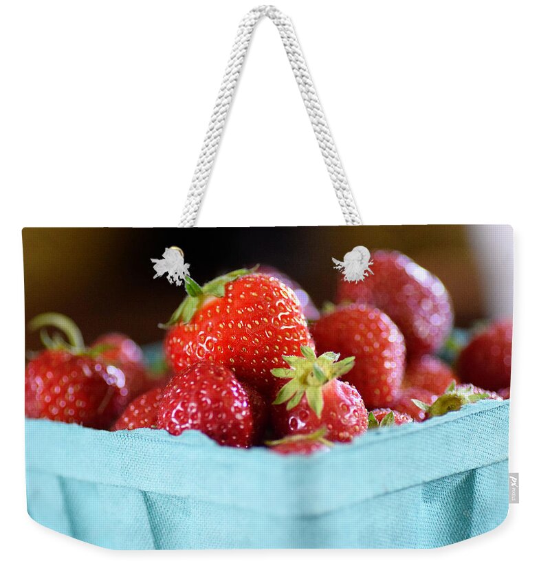 Strawberries Weekender Tote Bag featuring the photograph Sweet Summertime by Judy Salcedo