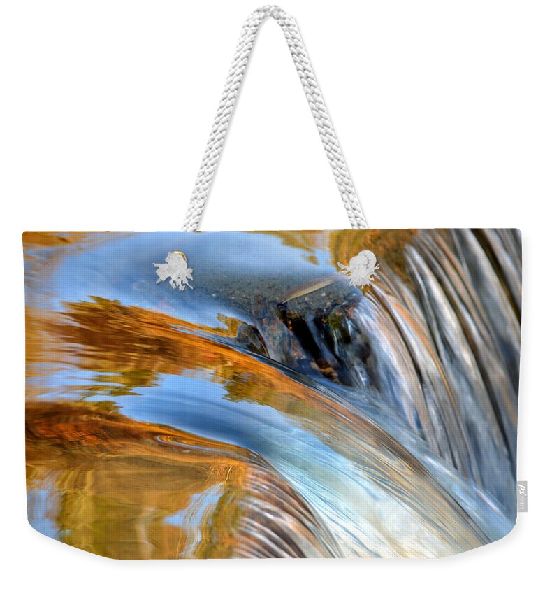 Winter Weekender Tote Bag featuring the photograph Waterfall Reflections by Dianne Cowen Cape Cod Photography