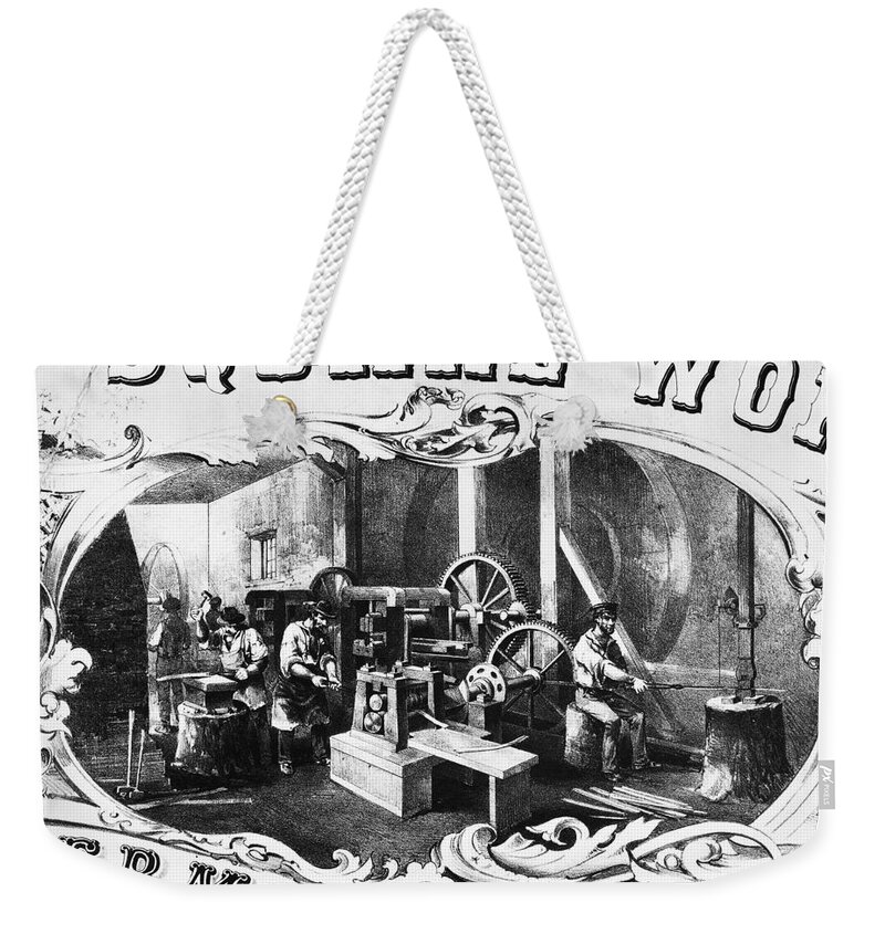 1857 Weekender Tote Bag featuring the painting Steel Square Works, 1857 #0037086 by Granger
