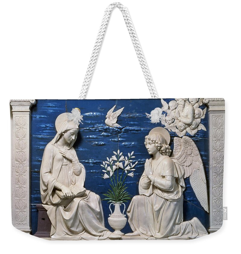 15th Century Weekender Tote Bag featuring the painting Della Robbia: Annunciation #0115351 by Granger