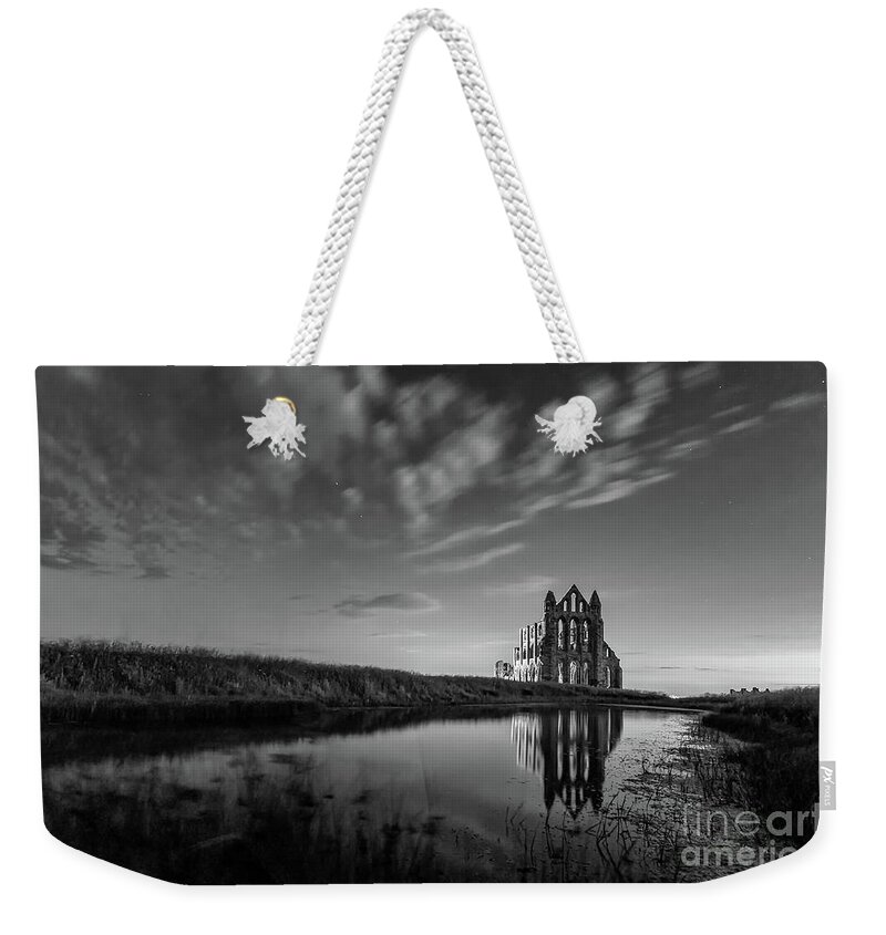 England Weekender Tote Bag featuring the photograph 02-29am in Whitby BW by Mariusz Talarek