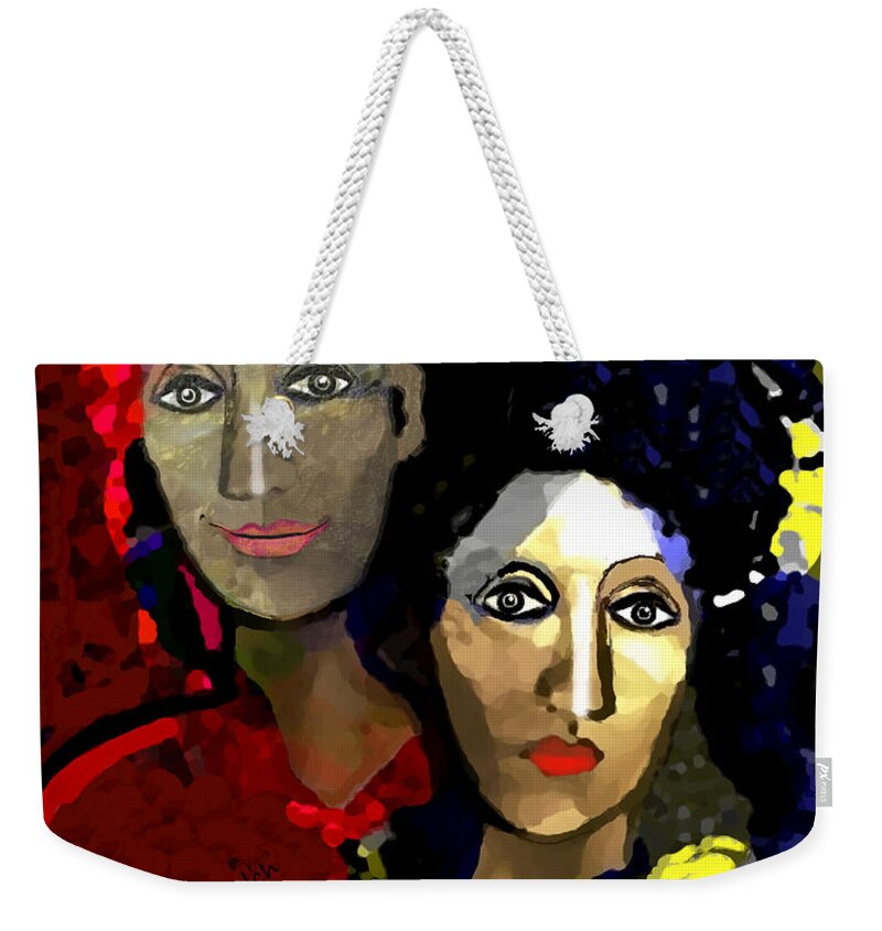 Smiling Weekender Tote Bag featuring the painting 031 - A certain littlle smile 2017 by Irmgard Schoendorf Welch