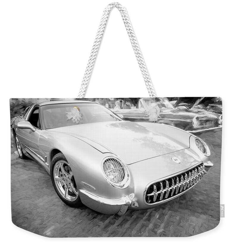 1954 Corvette Weekender Tote Bag featuring the photograph 1954 Corvette Nomad BW #3 by Rich Franco